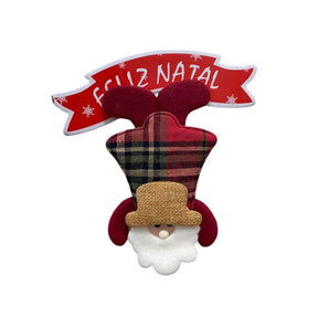 Enfeite De Porta Natalino Papai Noel Com Placa Feliz Natal