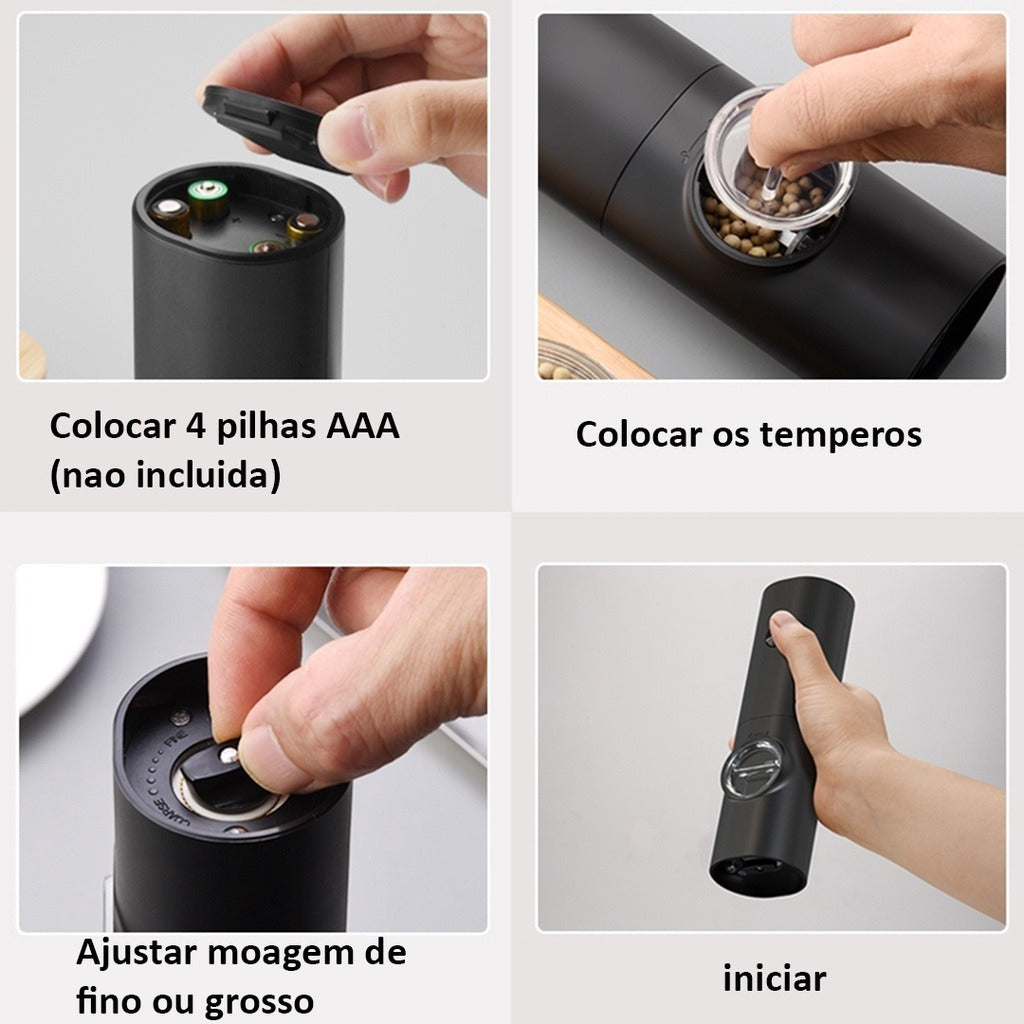 Moedor Elétrico Automático de Sal e Pimenta - GrindSmart